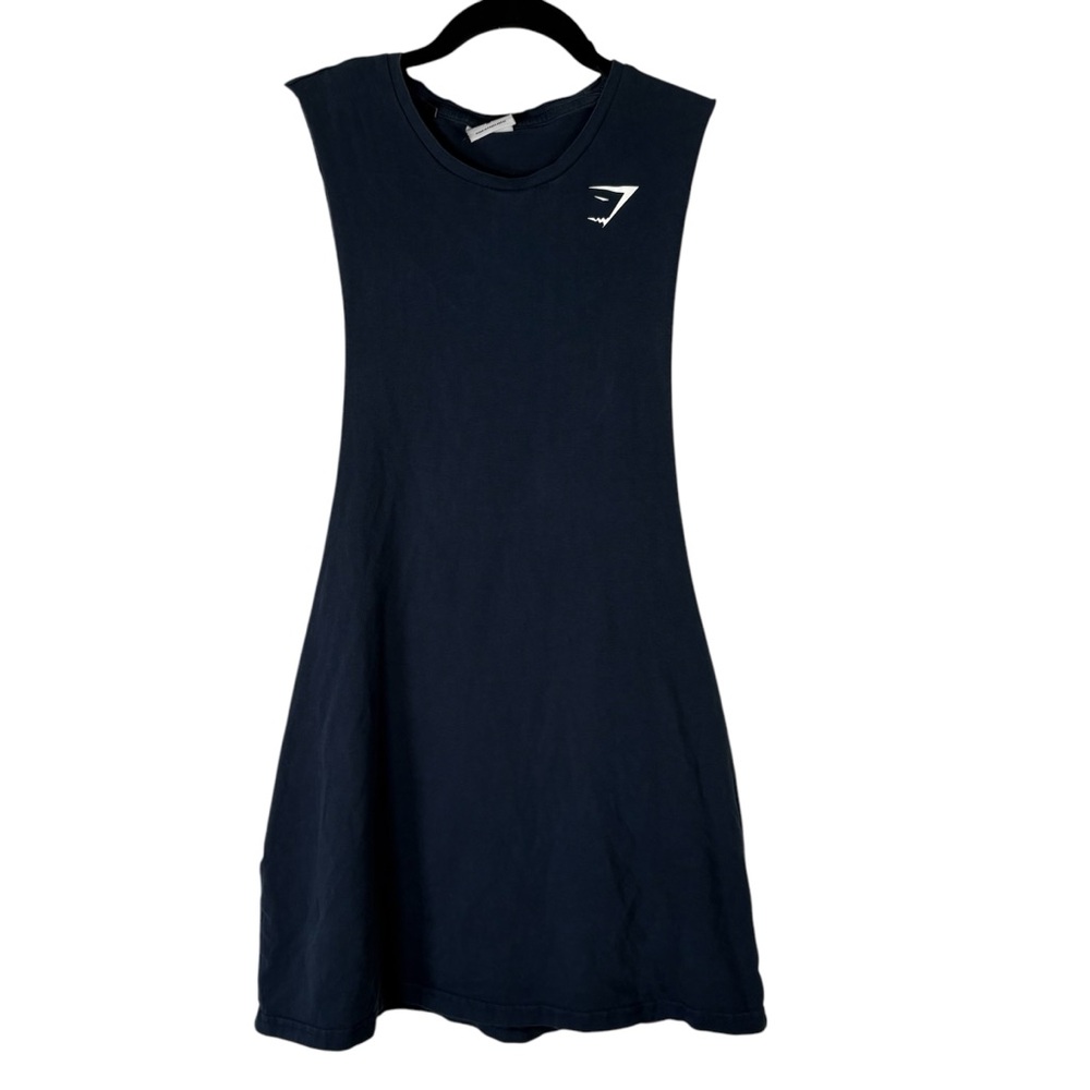 Gymshark Mens Medium Sleeveless Muscle Tee Shirt Gym Workout Navy Blue Tank Top
